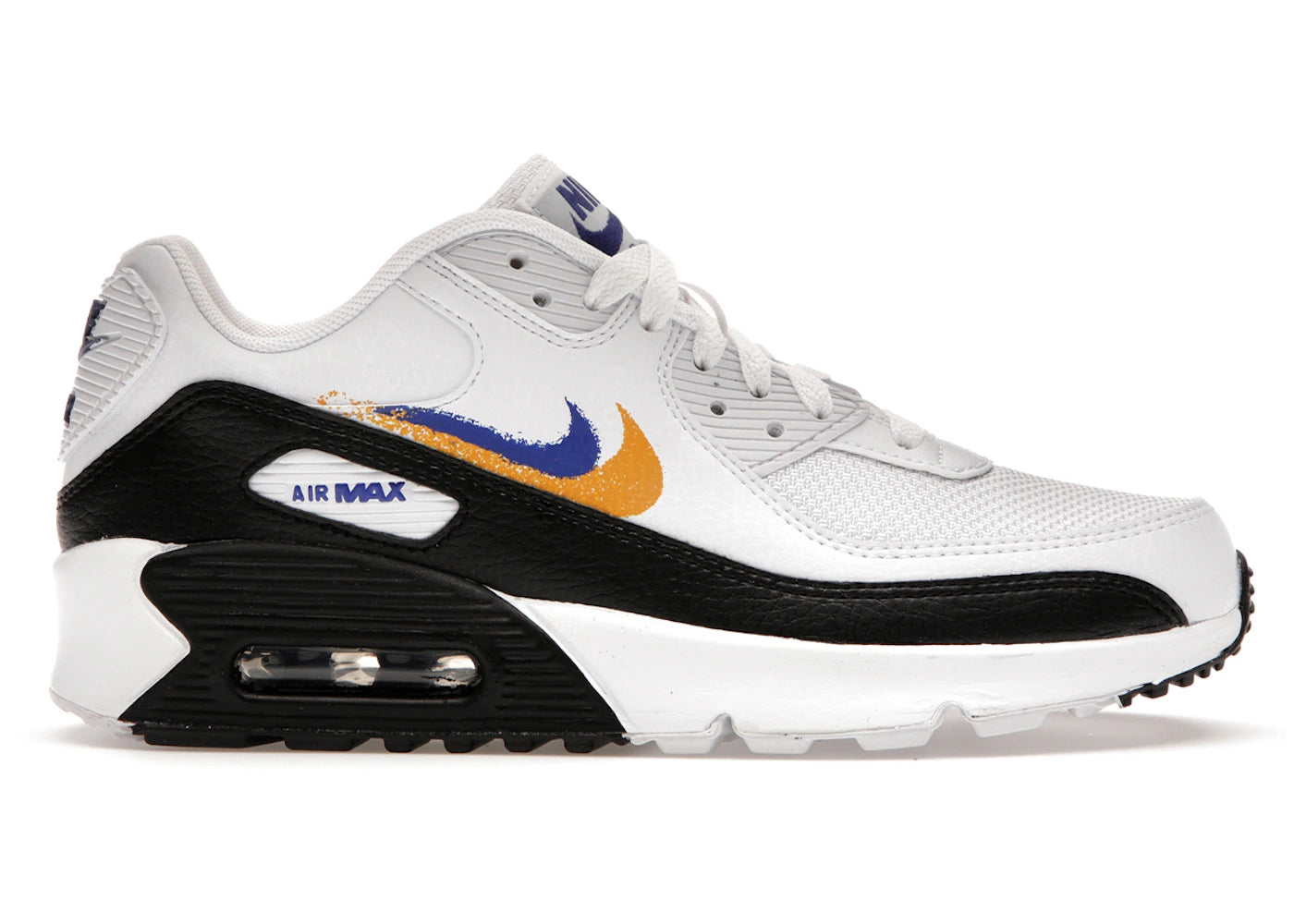 Nike Air Max 90 Double Swoosh White Black Gold Royal