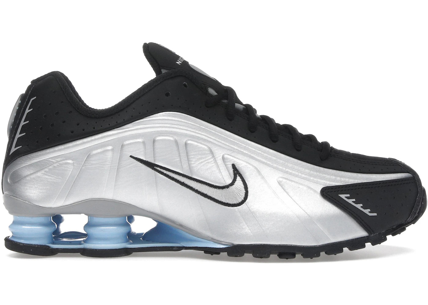 Nike Shox R4 Metallic Silver Black Psychic Blue